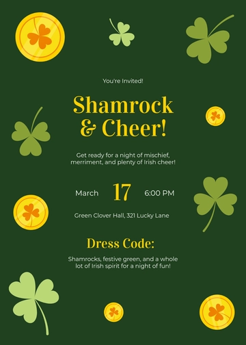 Custom Shamrock St. Patrick’s Day Invitation Template - Edit Online & Download
