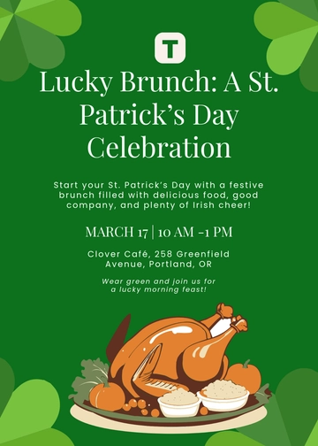 Simple St. Patrick’s Day Brunch Invitation Template - Edit Online & Download