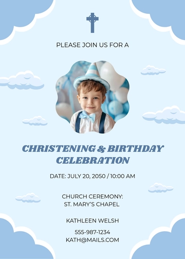 Boy Christening Birthday Invitation Template - Edit Online & Download