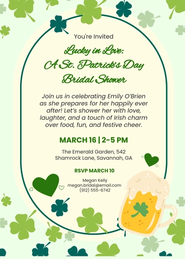 St. Patrick's Day Bridal Shower Invitation Template  - Edit Online & Download