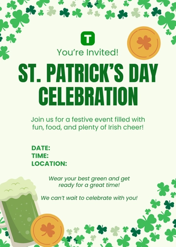 Blank St. Patrick’s Day Event Invitation Template - Edit Online & Download