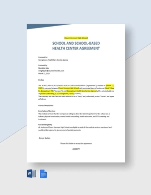 One Page School Agreement Template One Page School Agreement Template