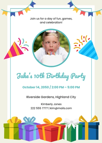 Boy 10th Happy Birthday Invitation Template - Edit Online & Download