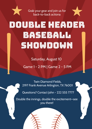 Double Header Baseball Invitation Template - Edit Online & Download