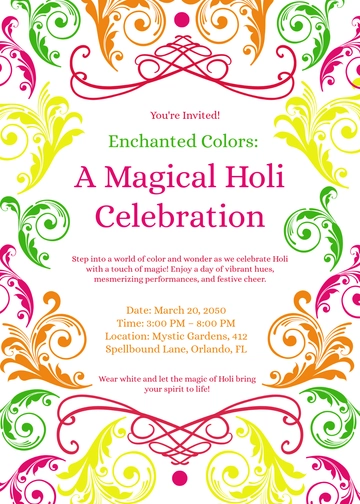 Magic-Themed Holi Invitation Template - Edit Online & Download