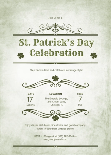 Vintage Style St. Patrick’s Day Invitation Template - Edit Online & Download