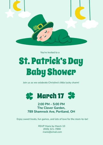 St. Patrick’s Day Baby Shower Invitation Template - Edit Online & Download