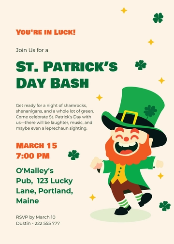 Funny St. Patrick’s Day Invitation Design Template - Edit Online & Download