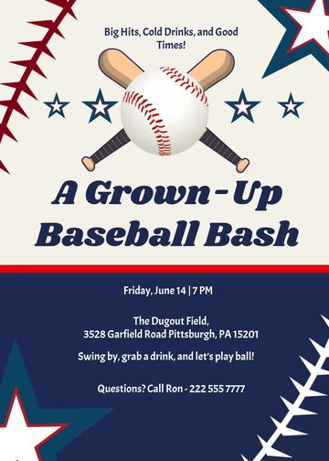 Creative Baseball Invitation Template for Adults - Edit Online & Download