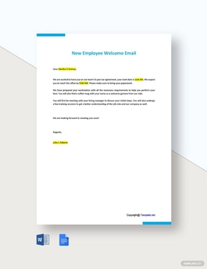New Employee Welcome Email Template