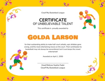 Funny Basketball Certificate Design Template - Edit Online & Download