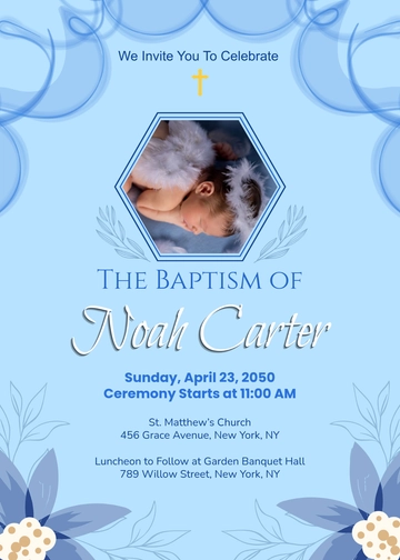 Blue Baptism Invitation Template - Edit Online & Download