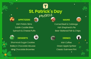 St. Patrick's Day Food Menu Poster Template - Edit Online & Download
