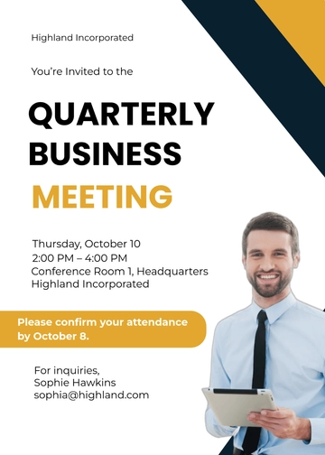 Quarterly Business Meeting Invitation Template - Edit Online & Download