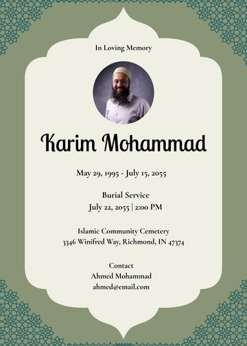 Islamic Burial Invitation Template - Edit Online & Download