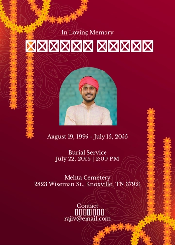 Telugu Burial Invitation Template - Edit Online & Download
