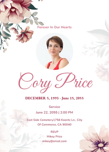 Flower Burial Invitation Template - Edit Online & Download