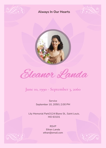 Pink Lily Burial Invitation Template - Edit Online & Download