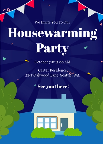 Dark Blue Housewarming Invitation Template - Edit Online & Download