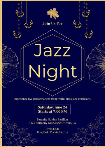 Creative Blue and Gold Invitation Template - Edit Online & Download