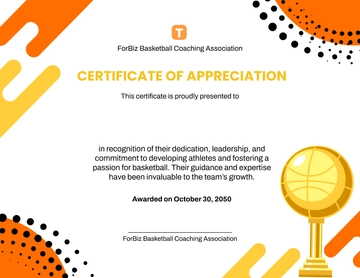 Blank Basketball Coach Certificate Template - Edit Online & Download