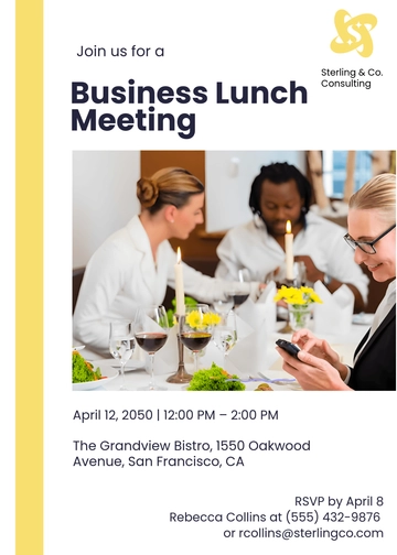 Modern Business Lunch Meeting Invitation Template - Edit Online & Download