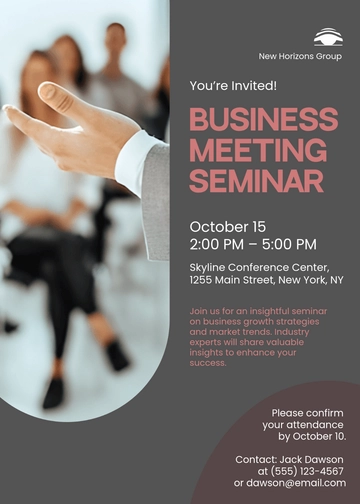 Business Meeting Seminar Invitation Template - Edit Online & Download