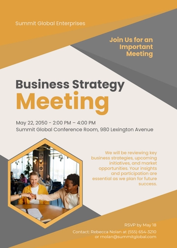 Gray and Gold Business Strategy Meeting Invitation Template - Edit Online & Download