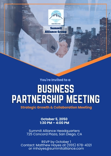 Business Partnership Meeting Invitation Template - Edit Online & Download