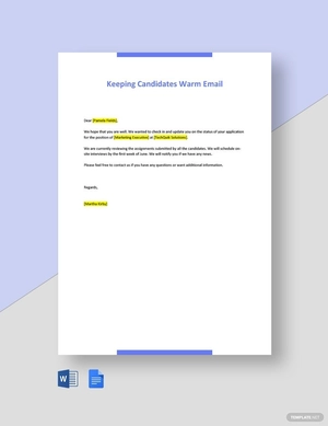 Keeping Candidates Warm Email Template