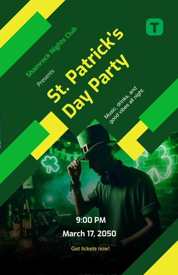 St. Patrick’s Day Club Event Poster Template - Edit Online & Download
