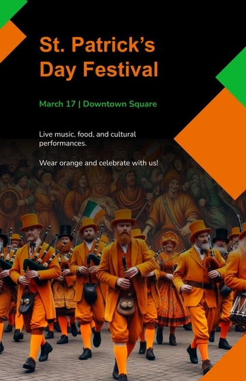 Orange St. Patrick’s Day Festival Poster Template - Edit Online & Download