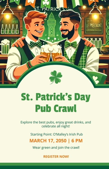 St. Patrick’s Day Pub Crawl Poster Template - Edit Online & Download
