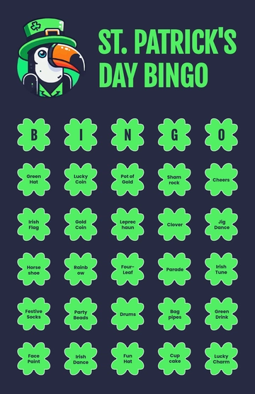 Toucan St. Patrick's Day Bingo Poster Template - Edit Online & Download