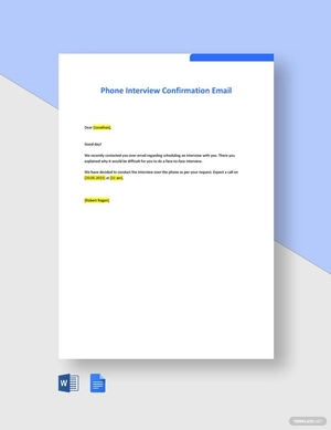 Phone Interview Confirmation Email Template