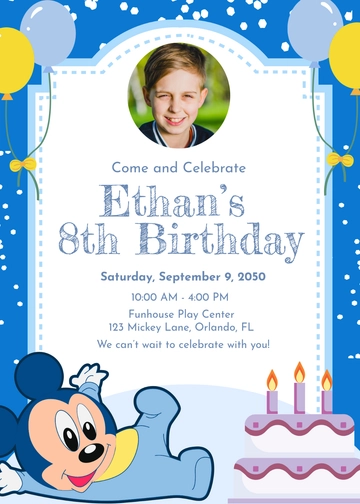 Blue Mickey Mouse Invitation Template - Edit Online & Download
