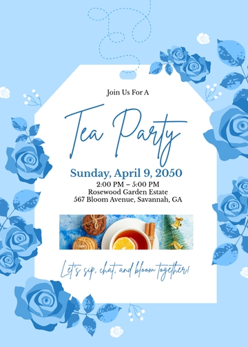 Blue Flower Arrangement Invitation Template - Edit Online & Download
