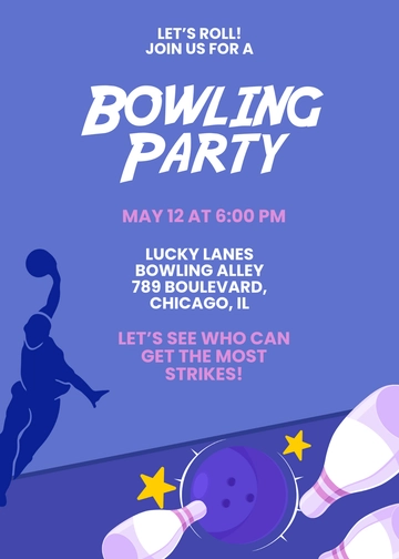 Editable Blue Bowling Invitation Template - Edit Online & Download