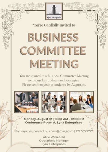 Business Committee Meeting Invitation Template - Edit Online & Download