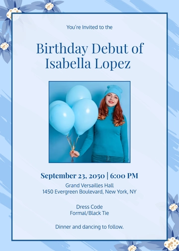 Blue Debut Invitation Template - Edit Online & Download
