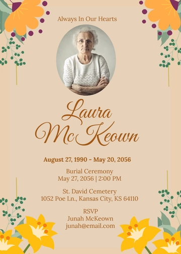 Aesthetic Floral Burial Invitation Template - Edit Online & Download