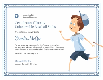 Funny Baseball Certificate Design Template - Edit Online & Download