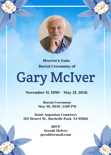 Heaven's Gain Burial Invitation Template - Edit Online & Download
