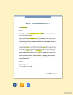 Loan Forgiveness Application Letter