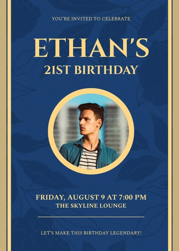 Blank 21st Birthday Celebration Invitation Template - Edit Online & Download