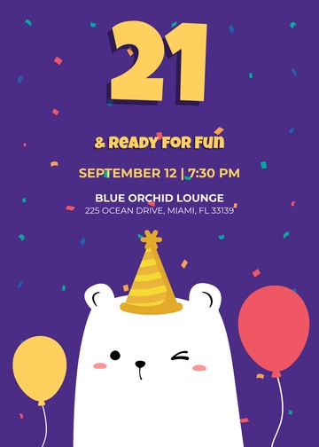 Cute 21st Birthday Invitation Template - Edit Online & Download