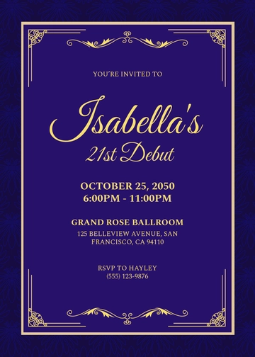 Dark Purple Debut 21st Birthday Invitation Template - Edit Online & Download