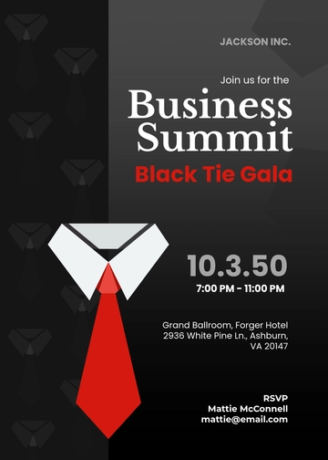 Creative Black Tie Business Invitation Template - Edit Online & Download