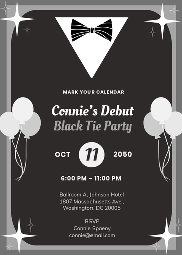 Silver Glitters Black Tie Invitation Template - Edit Online & Download