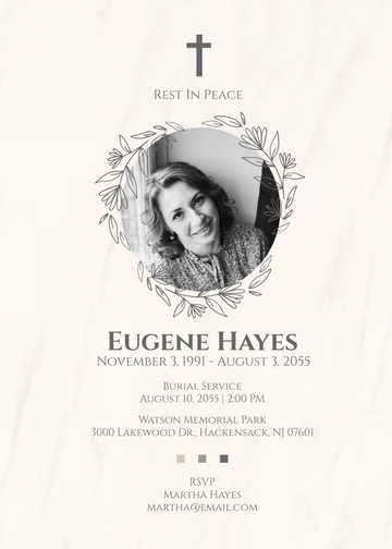 Rest in Peace Burial Invitation Template - Edit Online & Download